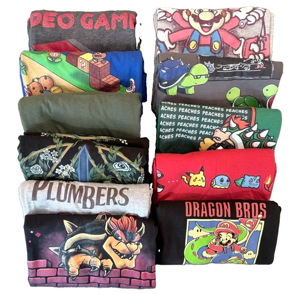 Lot 10 Mens M Video Game Graphic T Shirts Nintendo Zelda Mario Pokemon Shirt Lot